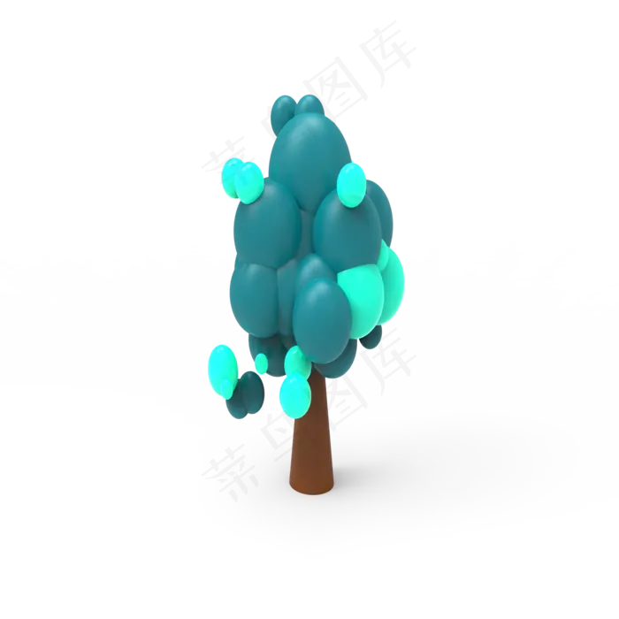 c4d卡通树蓝色(2000*2000px 300 dpi )