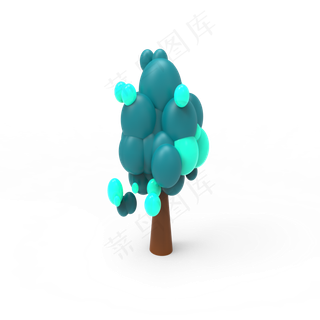 c4d卡通树蓝色 c4d卡通树蓝色