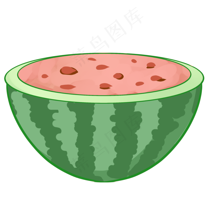 半个水果西瓜插画