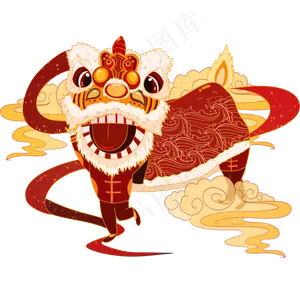 鼠年舞狮国潮,免抠元素