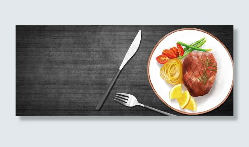 西餐简约黑色banner(1920*800px 	       )psd模版下载