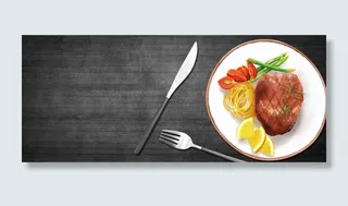 西餐简约黑色banner