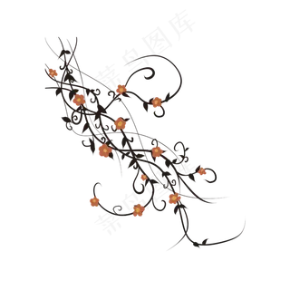 红色小花与黑色花藤