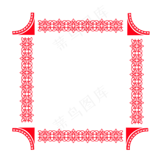 红色花纹花边边框装饰,免抠元素