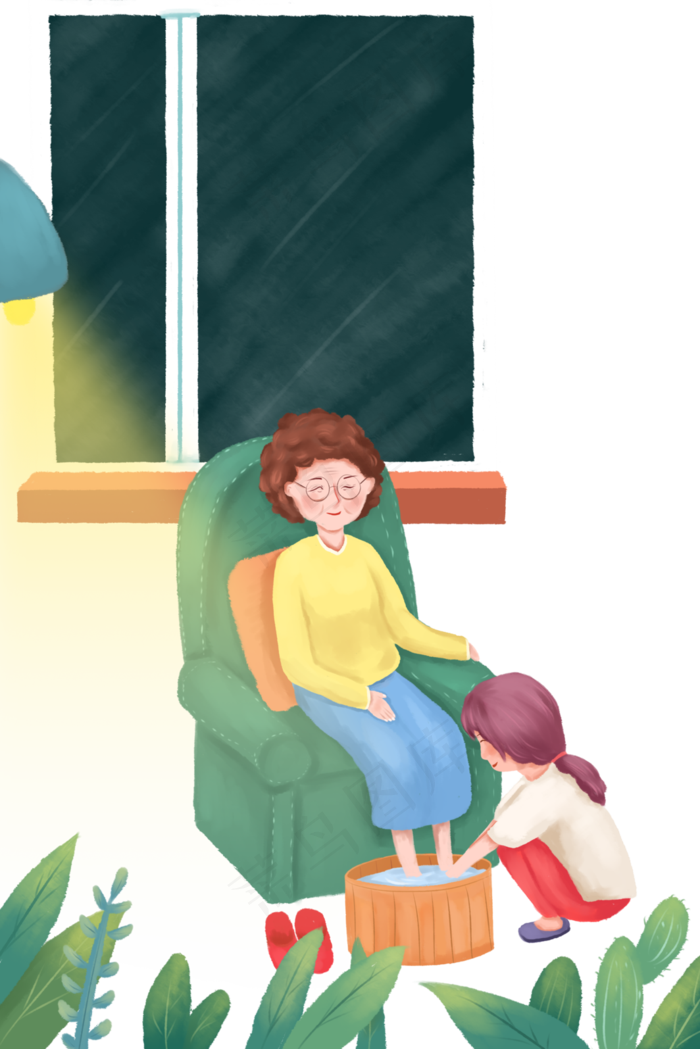 母亲节给父母洗脚温馨(3545X5315(DPI:300))psd模版下载