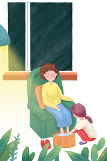 母亲节给父母洗脚温馨