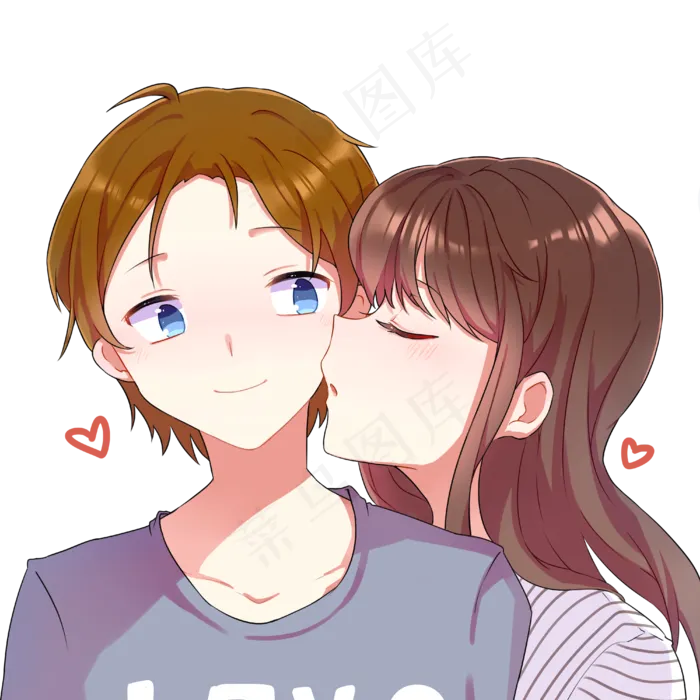 七夕情人节甜蜜小情侣kiss(4000X4000(DPI:300))psd模版下载