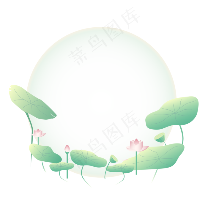 光感荷花荷叶边框