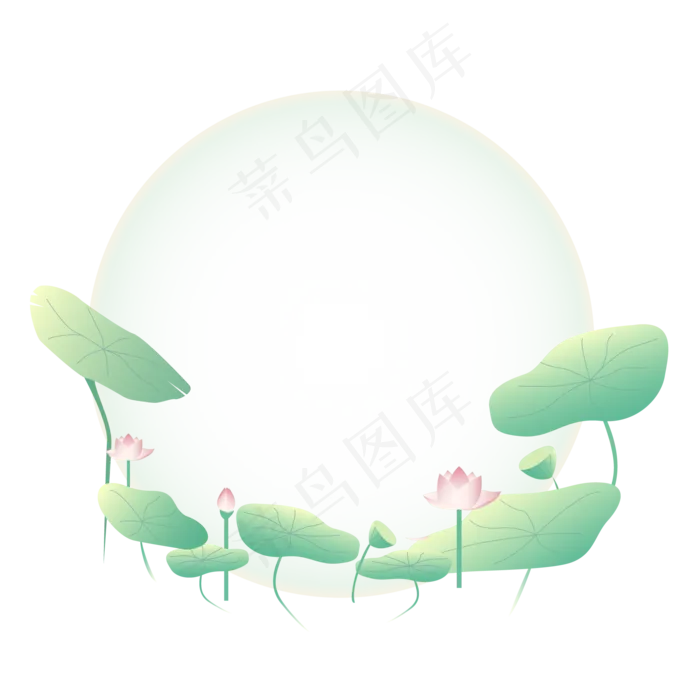 光感荷花荷叶边框(3000X3000(DPI:149))ai矢量模版下载