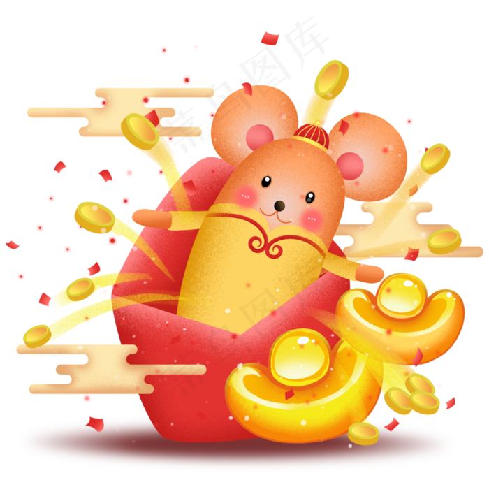 鼠年红包撒钱币,免抠元素(2970X3000(DPI:300))psd模版下载