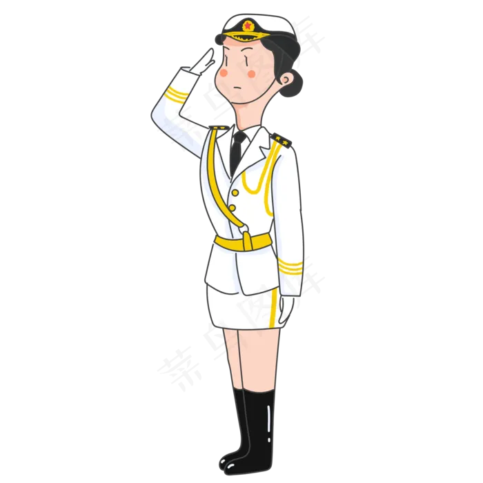 建军节党建军人女兵军礼可爱卡通(2000X2000(DPI:150))psd模版下载