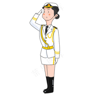 建军节党建军人女兵军礼可爱卡通