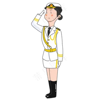 建军节党建军人女兵军礼可爱卡通