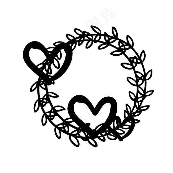 爱心花框装饰图案元素(2500*2500px 300 dpi )ai矢量模版下载