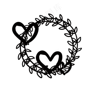 爱心花框装饰图案元素