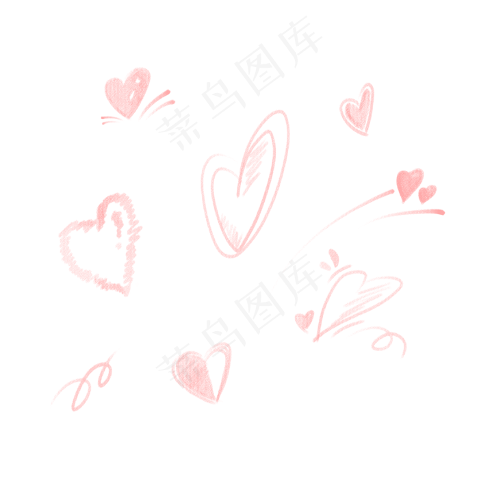 炭笔手绘粉色爱心(2000X2000(DPI:300))psd模版下载