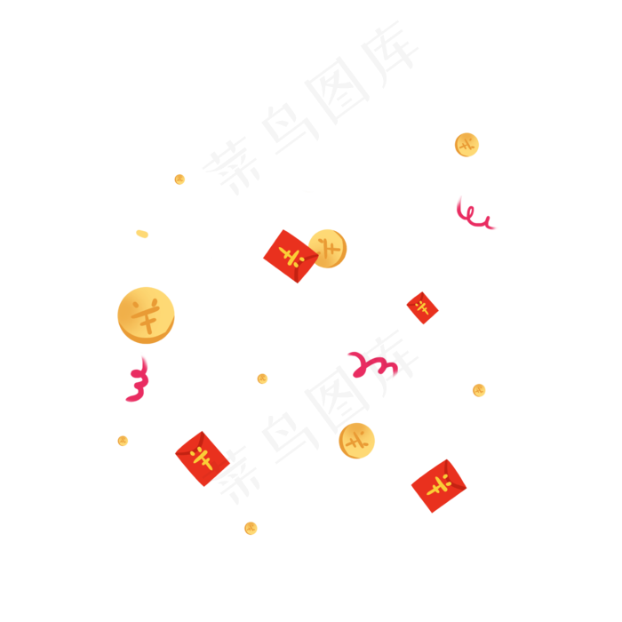 红色彩带金币红包