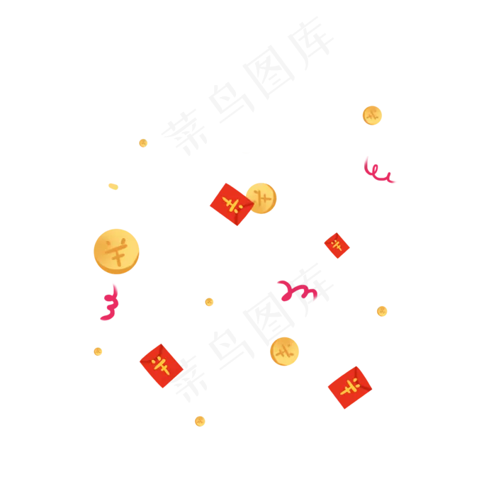 红色彩带金币红包