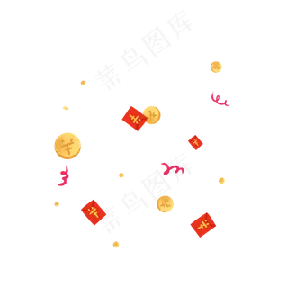 红色彩带金币红包