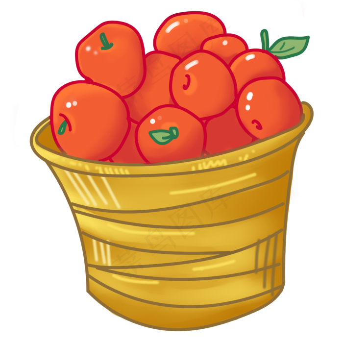 手绘一筐苹果插画,免抠元素