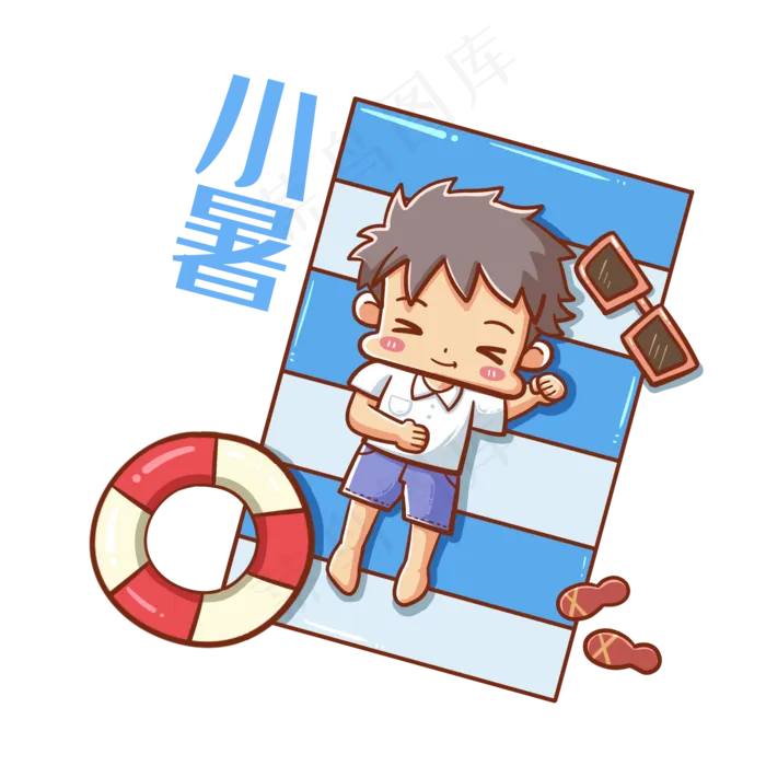 小暑晒太阳的女孩(2000X2000(DPI:300))psd模版下载