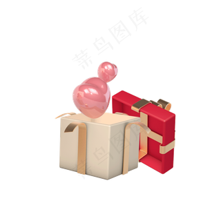 浪漫七夕情人节爱心金色礼盒元素,免抠元素