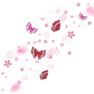 漂浮粉色清新混合蝴蝶树叶花瓣装