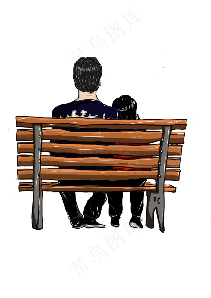 父亲节父子坐在长椅上(2480X3508(DPI:300))psd模版下载