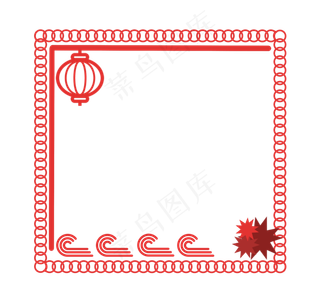 元旦红色的灯笼边框,免抠元素