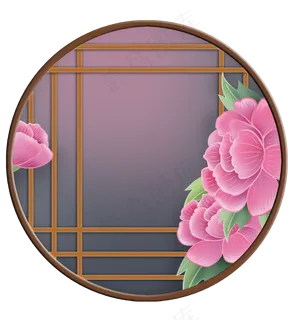 古风中国风牡丹花窗格窗框