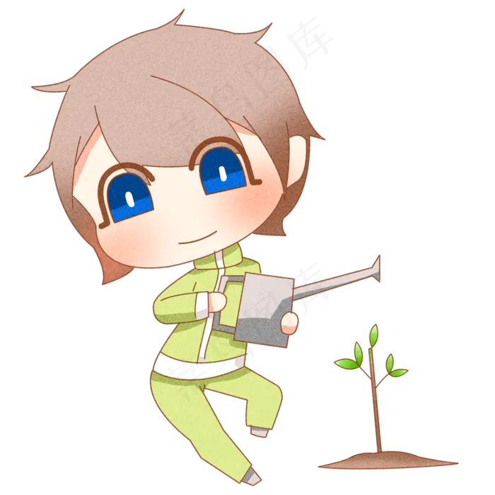 2019植树节种树夸张卡通人物(2000X2000(DPI:300))psd模版下载
