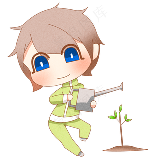 2019植树节种树夸张卡通人物