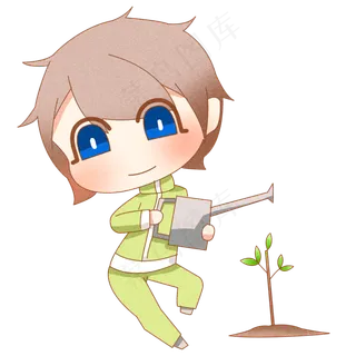 2019植树节种树夸张卡通人物