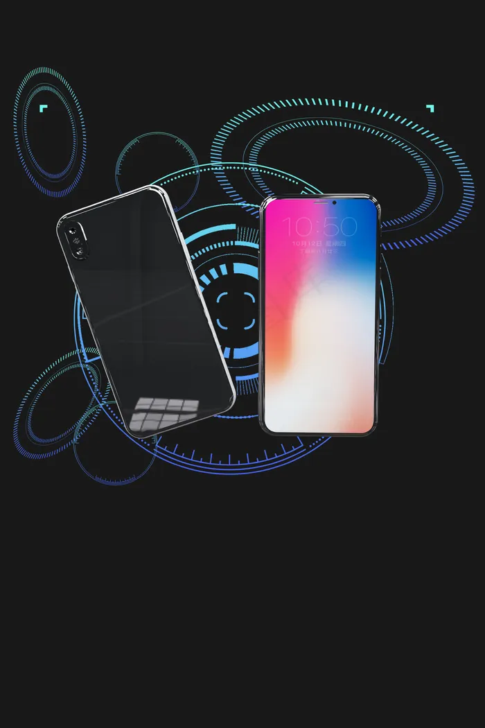炫酷黑色iPhone8H5(3545*5315px 	      )psd模版下载