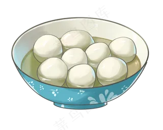 元宵节一碗汤圆手绘,免抠元素