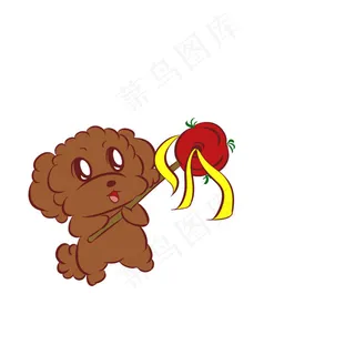 卡通手绘宠物狗泰迪球新年png,免抠元素