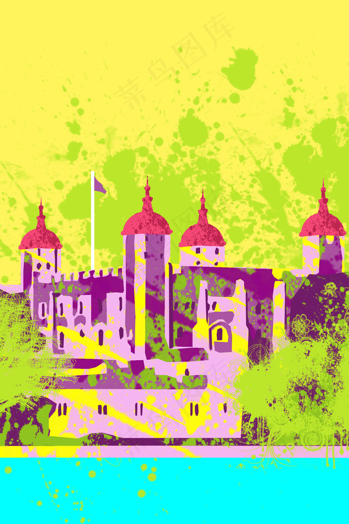 伦敦塔创意原创插画