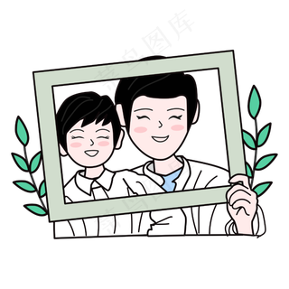 高清摄影父亲节父子相对而笑