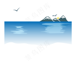 面朝大海卡通矢量场景图,免抠元素