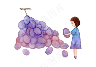 夏日手绘水果小人装饰图