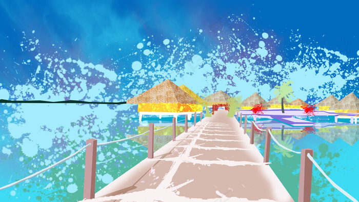 巴厘岛度假胜地插画