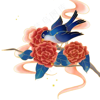 中国风国潮花鸟,免抠元素