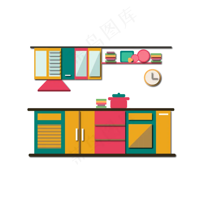 矢量手绘卡通厨房,免抠元素(4167*4167px 300 dpi )ai矢量模版下载