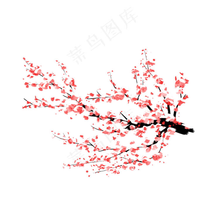 中国风手绘梅花花枝(2000X2000(DPI:300))psd模版下载