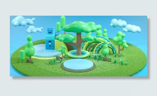 C4D立体上新森林促销活动电商场景绿色