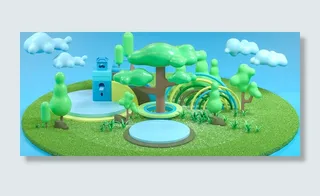 C4D立体上新森林促销活动电商场景绿色