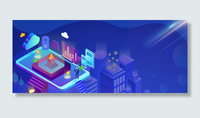 创意渐变2.5D商务背景合成