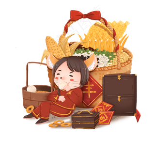 鼠年屯满粮仓的拟人小老鼠,免抠元素