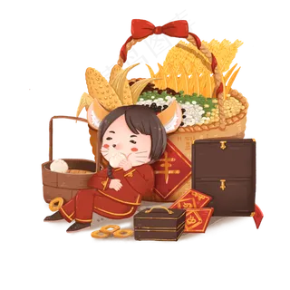 鼠年屯满粮仓的拟人小老鼠,免抠元素