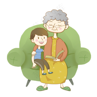 重阳节奶奶孙子祖孙情免抠PNG素材